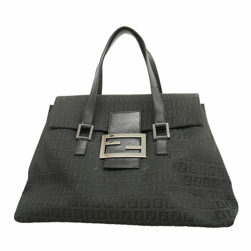 【6ie6537】フェンディ ハンドバッグ ズッキーノ ナイロンキャンバス ブラック シルバー金具【中古】レディース