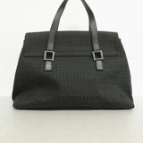 【6ie6537】フェンディ ハンドバッグ ズッキーノ ナイロンキャンバス ブラック シルバー金具【中古】レディース