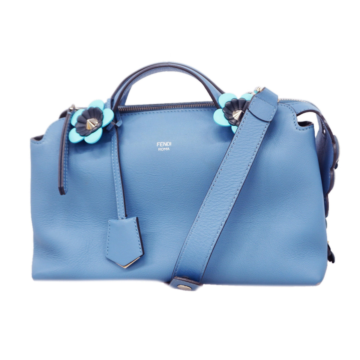 【6ie6557】フェンディ ハンドバッグ バイザウェイ レザー ブルー シルバー金具 2wayバッグ【中古】レディース