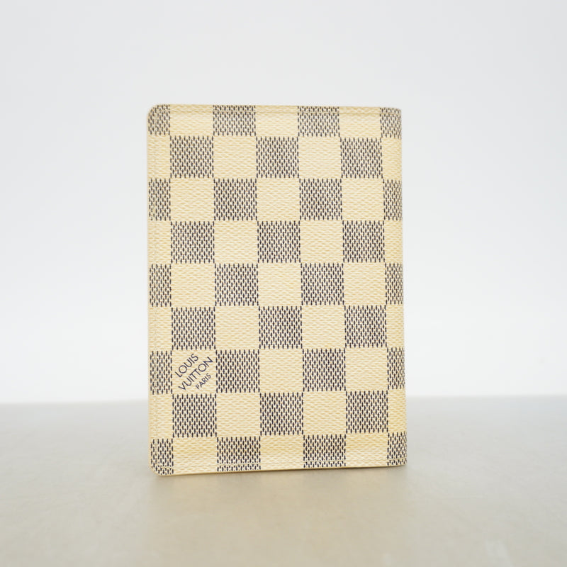 【6ie6562】ルイヴィトン パスポートケース ダミエ・アズール クーヴェルテュールパスポール N60032 ホワイト【中古】レディース