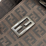 【6ie6566】フェンディ トートバッグ ズッキーノ ナイロンキャンバス ダークブラウン シルバー金具【中古】レディース