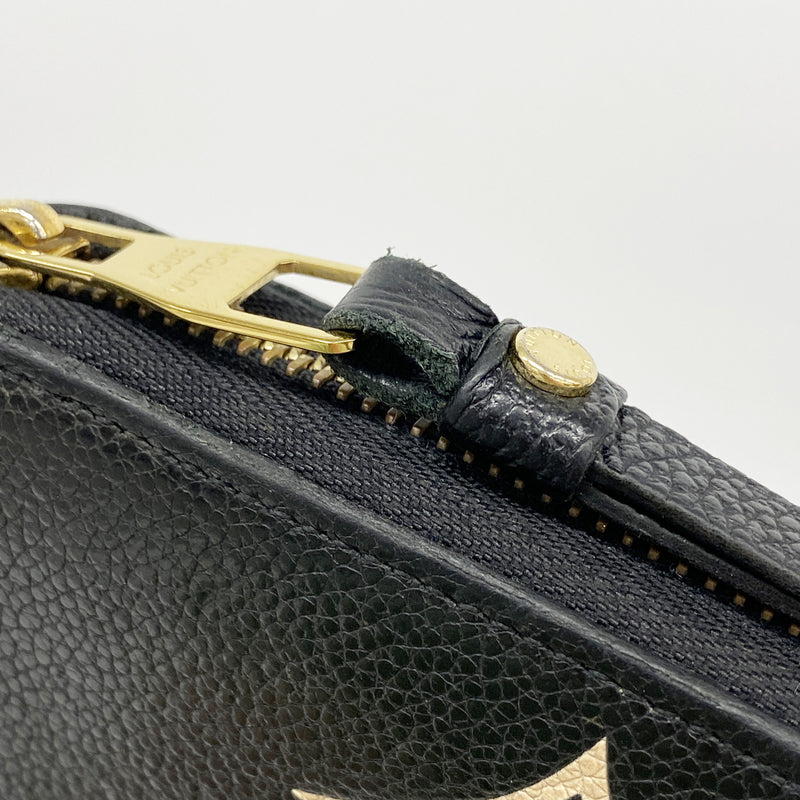 【6ie6572】ルイヴィトン 長財布 モノグラム・アンプラント バイカラー ジッピーウォレット M80481 ブラック ベージュ【中古】レディース