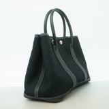 【6ie6578】エルメス トートバッグ ガーデンパーティTPM トワルオフィシエ ブラック シルバー金具 □I刻印 2wayバッグ【中古】レディース