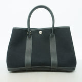 【6ie6578】エルメス トートバッグ ガーデンパーティTPM トワルオフィシエ ブラック シルバー金具 □I刻印 2wayバッグ【中古】レディース