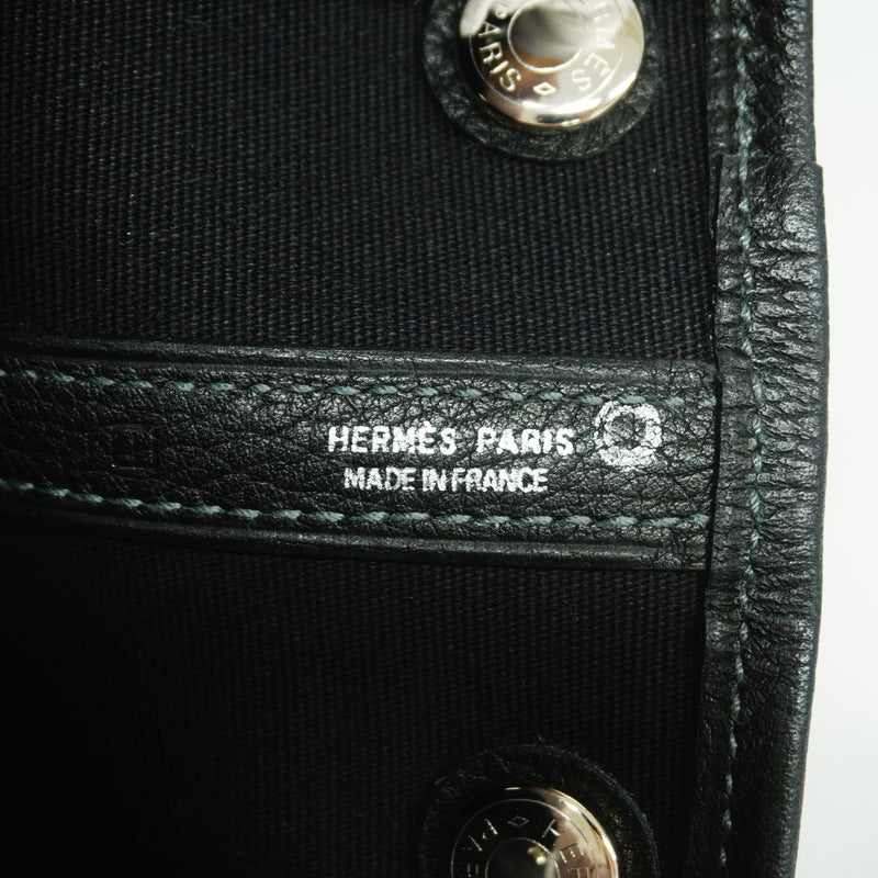【6ie6578】エルメス トートバッグ ガーデンパーティTPM トワルオフィシエ ブラック シルバー金具 □I刻印 2wayバッグ【中古】レディース
