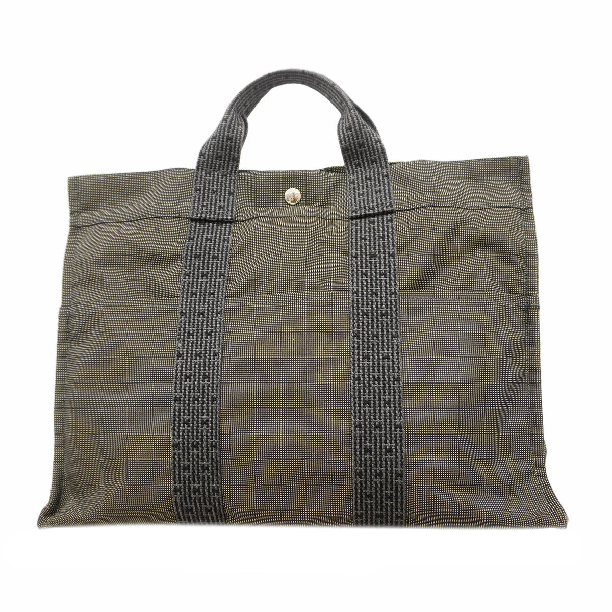 【6ie6607】エルメス トートバッグ エールラインMM ナイロン グレー シルバー金具【中古】メンズ レディース ユニセックス