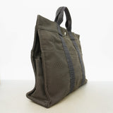 【6ie6607】エルメス トートバッグ エールラインMM ナイロン グレー シルバー金具【中古】メンズ レディース ユニセックス