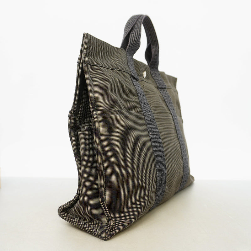 【6ie6607】エルメス トートバッグ エールラインMM ナイロン グレー シルバー金具【中古】メンズ レディース ユニセックス