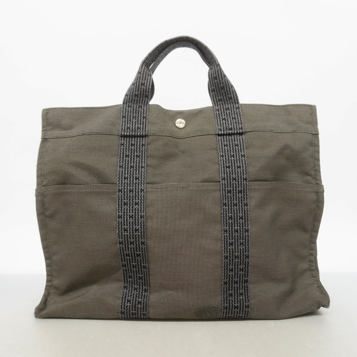 【6ie6607】エルメス トートバッグ エールラインMM ナイロン グレー シルバー金具【中古】メンズ レディース ユニセックス