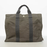 【6ie6607】エルメス トートバッグ エールラインMM ナイロン グレー シルバー金具【中古】メンズ レディース ユニセックス