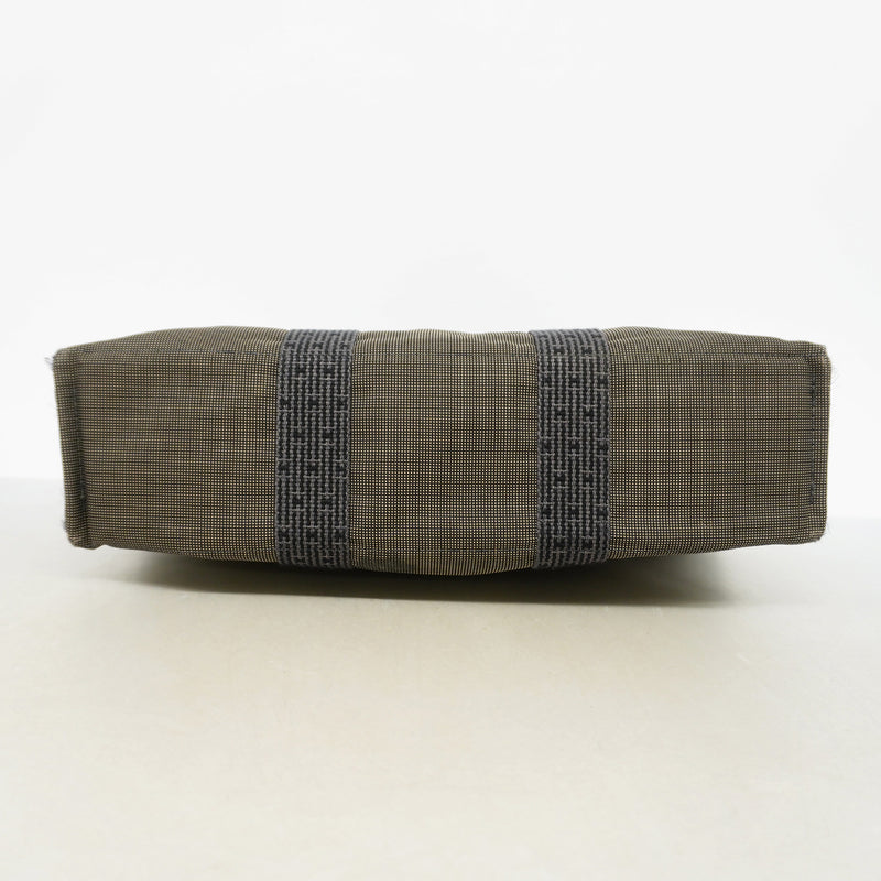 【6ie6607】エルメス トートバッグ エールラインMM ナイロン グレー シルバー金具【中古】メンズ レディース ユニセックス