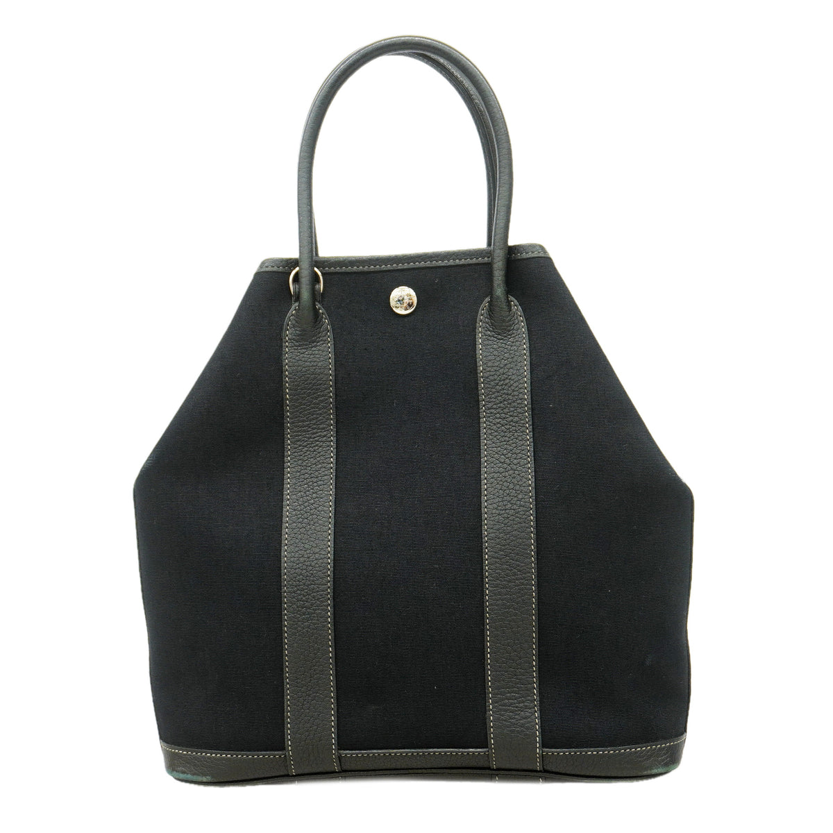 【6ie6608】エルメス トートバッグ ガーデンファイルPM ネゴンダ ブラック シルバー金具 □I刻印【中古】レディース