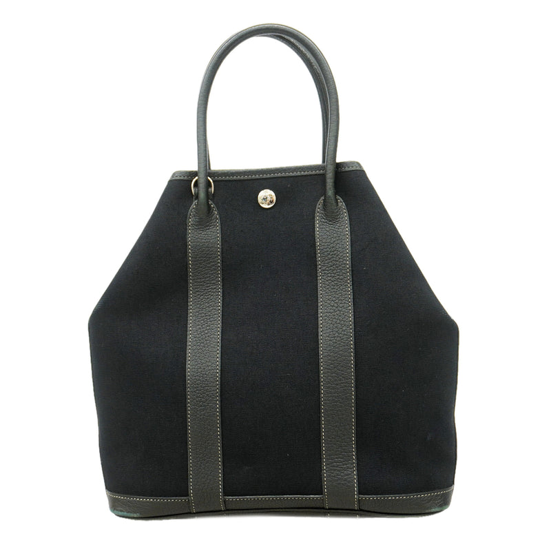 【6ie6608】エルメス トートバッグ ガーデンファイルPM ネゴンダ ブラック シルバー金具 □I刻印【中古】レディース
