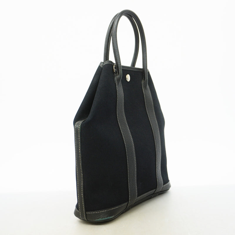 【6ie6608】エルメス トートバッグ ガーデンファイルPM ネゴンダ ブラック シルバー金具 □I刻印【中古】レディース
