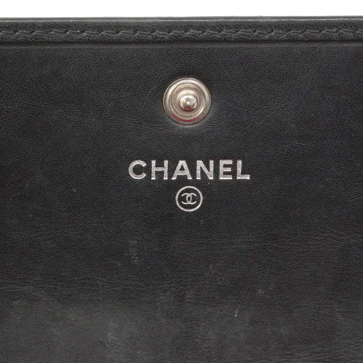 【6ie6611】シャネル 長財布 カンボン ラムスキン ブラック シルバー金具【中古】レディース