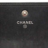 【6ie6611】シャネル 長財布 カンボン ラムスキン ブラック シルバー金具【中古】レディース