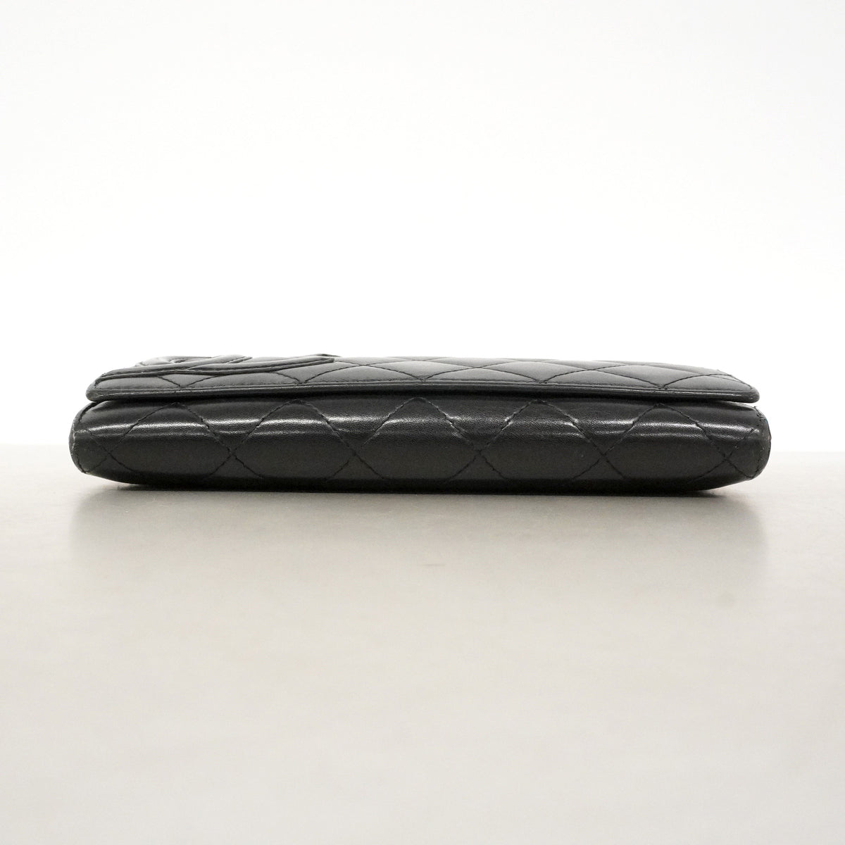 【6ie6611】シャネル 長財布 カンボン ラムスキン ブラック シルバー金具【中古】レディース