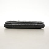 【6ie6611】シャネル 長財布 カンボン ラムスキン ブラック シルバー金具【中古】レディース