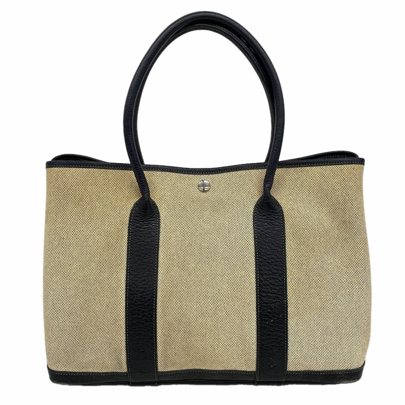 【6ie6632】エルメス トートバッグ ガーデンパーティPMボルディック トワルアッシュ ブラック シルバー金具【中古】レディース