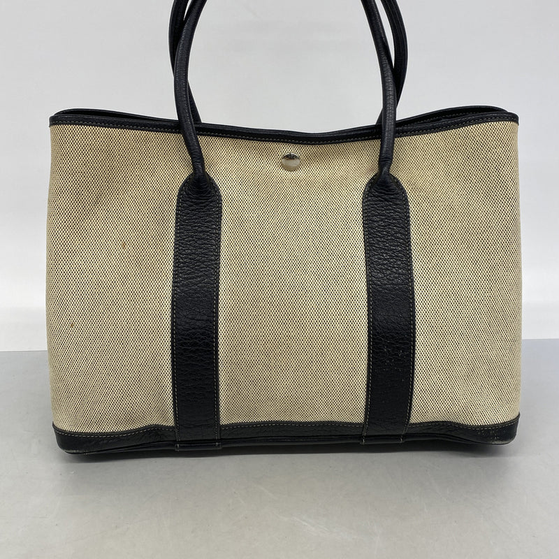 【6ie6632】エルメス トートバッグ ガーデンパーティPMボルディック トワルアッシュ ブラック シルバー金具【中古】レディース