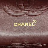 【6ie6635】シャネル ショルダーバッグ マトラッセ Wフラップ Wチェーン ラムスキン ブラック ゴールド金具【中古】レディース