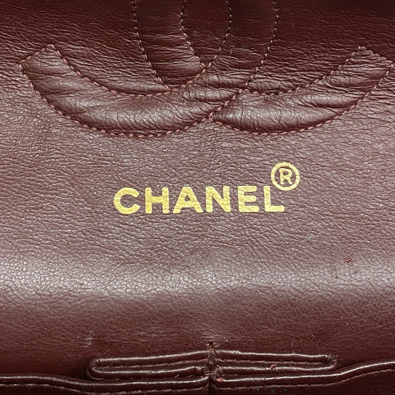 【6ie6635】シャネル ショルダーバッグ マトラッセ Wフラップ Wチェーン ラムスキン ブラック ゴールド金具【中古】レディース