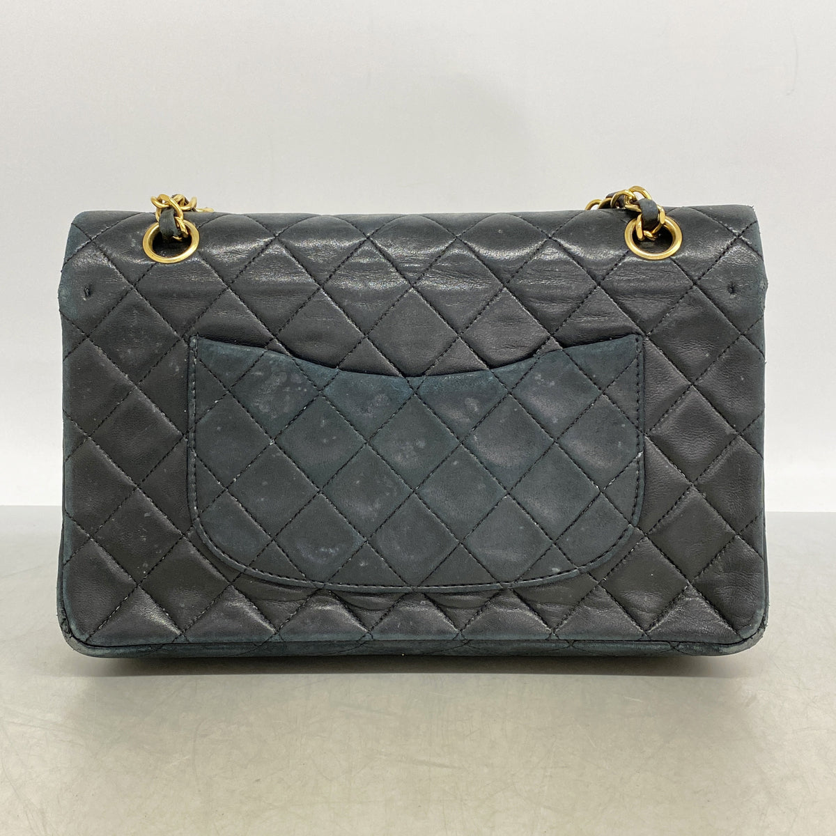 【6ie6635】シャネル ショルダーバッグ マトラッセ Wフラップ Wチェーン ラムスキン ブラック ゴールド金具【中古】レディース