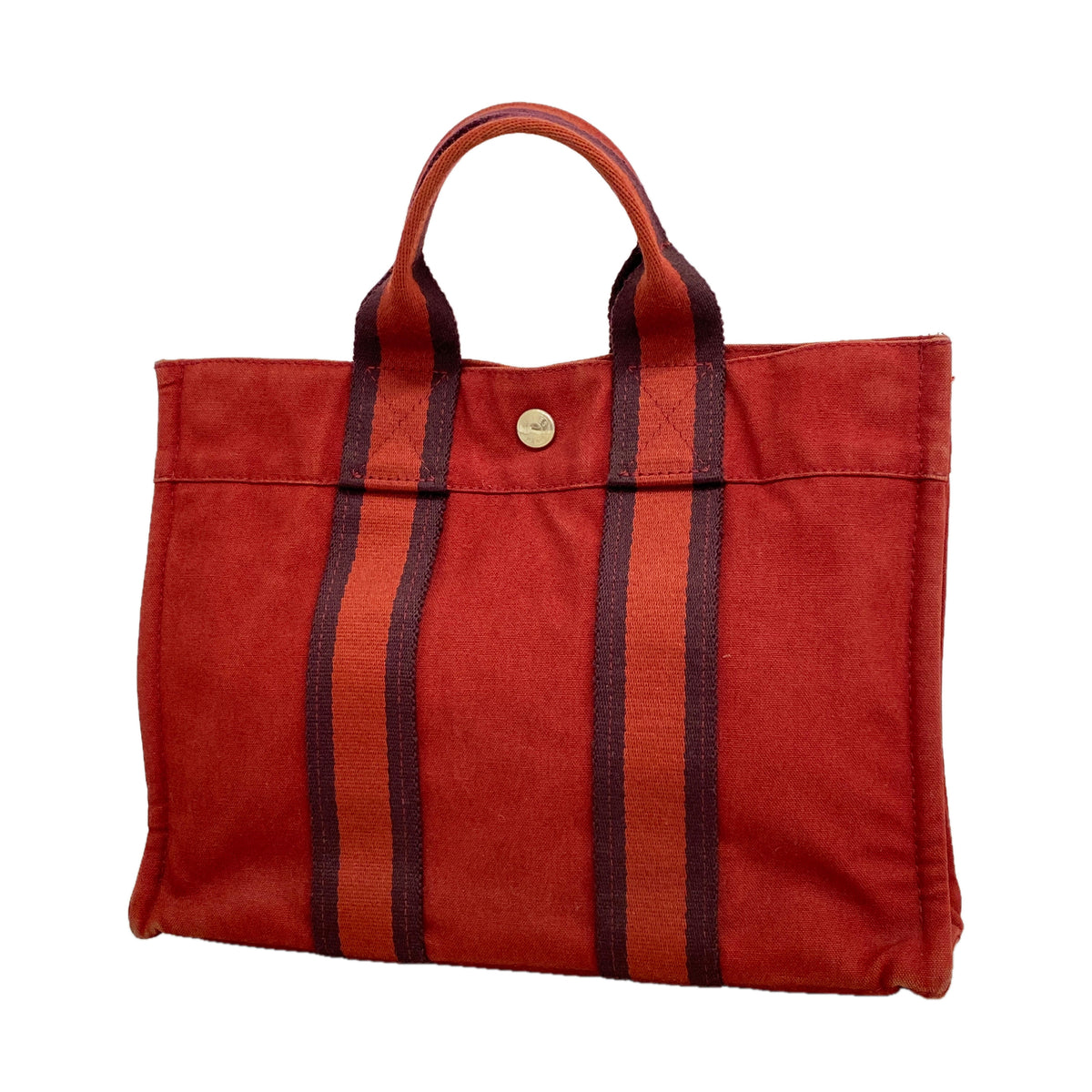 【6ie6636】エルメス ハンドバッグ フールトゥPM キャンバス レッド シルバー金具【中古】レディース
