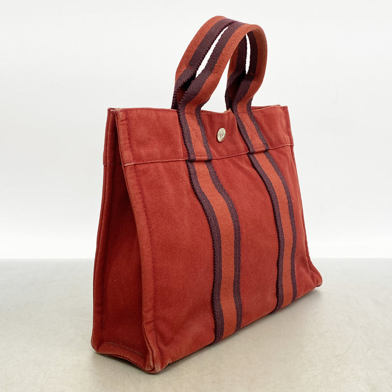 【6ie6636】エルメス ハンドバッグ フールトゥPM キャンバス レッド シルバー金具【中古】レディース