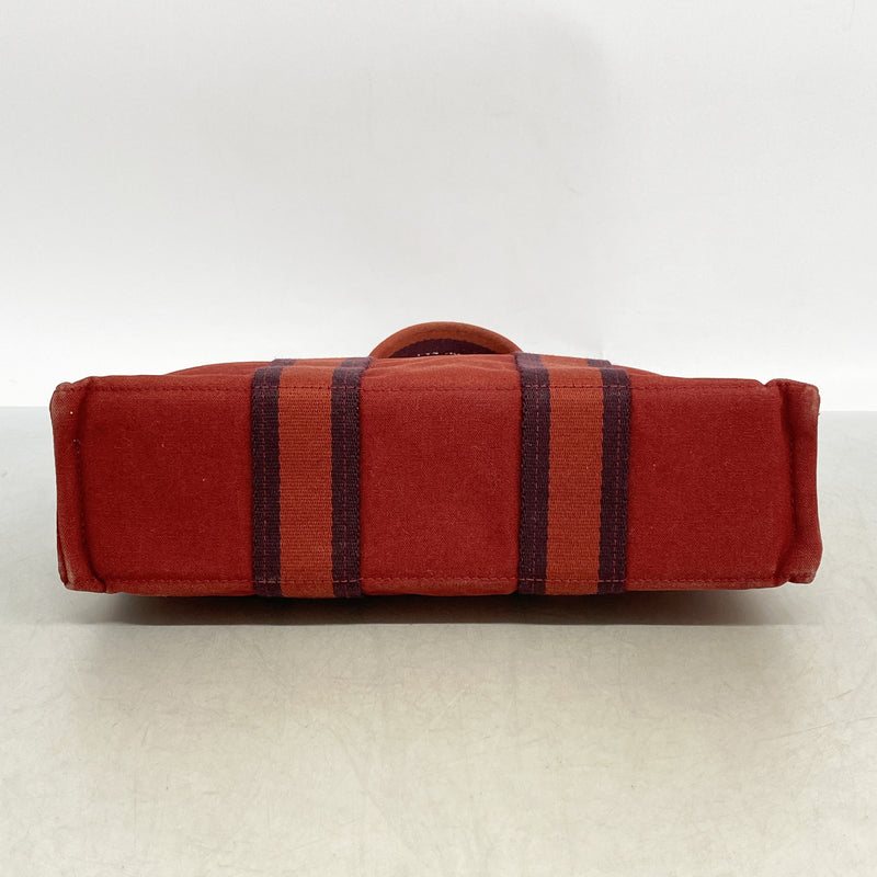 【6ie6636】エルメス ハンドバッグ フールトゥPM キャンバス レッド シルバー金具【中古】レディース