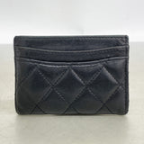 【6ie6645】シャネル カードケース マトラッセ ラムスキン ブラック シルバー金具【中古】レディース