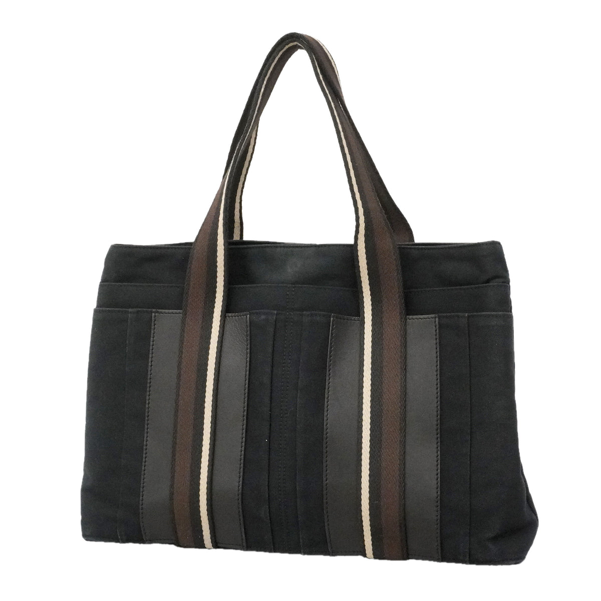 【6ie6656】エルメス トートバッグ トロカホリゾンタルMM キャンバス ブラック シルバー金具【中古】メンズ レディース ユニセックス