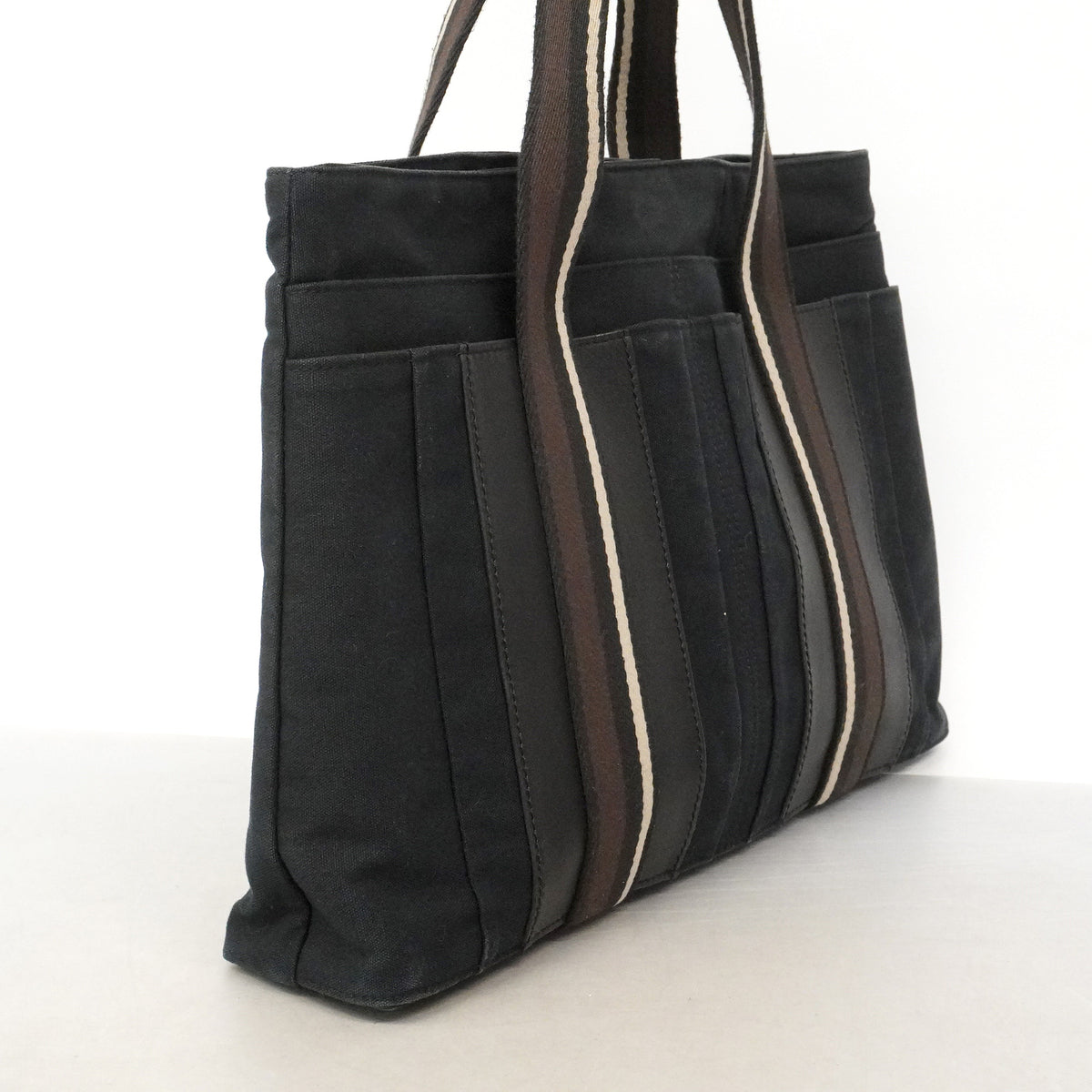 【6ie6656】エルメス トートバッグ トロカホリゾンタルMM キャンバス ブラック シルバー金具【中古】メンズ レディース ユニセックス