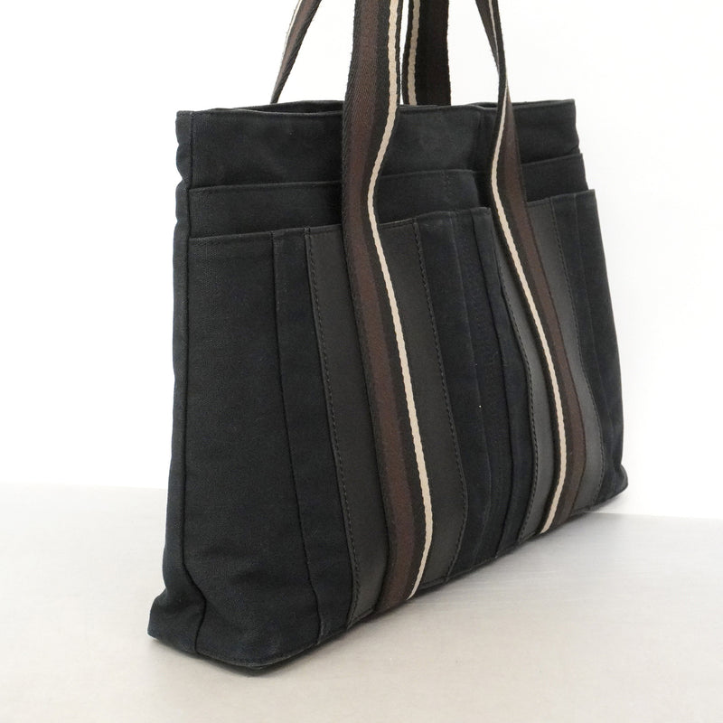 【6ie6656】エルメス トートバッグ トロカホリゾンタルMM キャンバス ブラック シルバー金具【中古】メンズ レディース ユニセックス