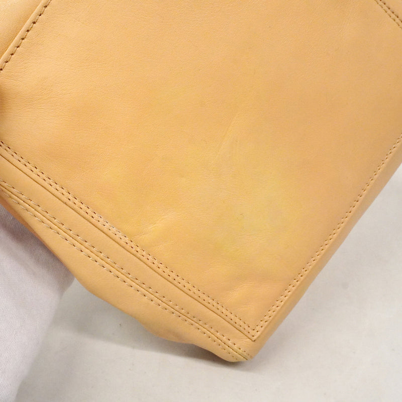【6ie6658】シャネル ショルダーバッグ ラムスキン ベージュ ゴールド金具【中古】レディース