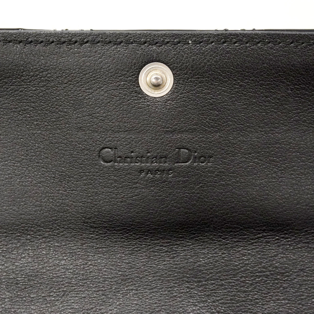 【6ie6685】クリスチャンディオール 長財布 カナージュ エナメル ブラック シルバー金具【中古】レディース