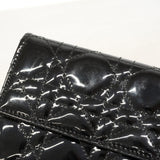 【6ie6685】クリスチャンディオール 長財布 カナージュ エナメル ブラック シルバー金具【中古】レディース