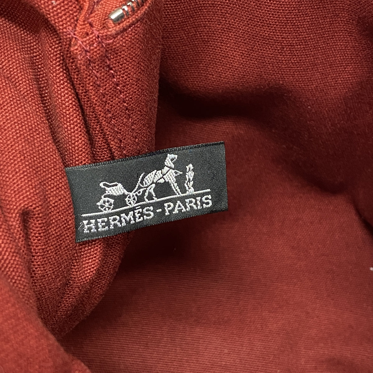 【6ie6686】エルメス トートバッグ フールトゥMM キャンバス レッド シルバー金具【中古】レディース
