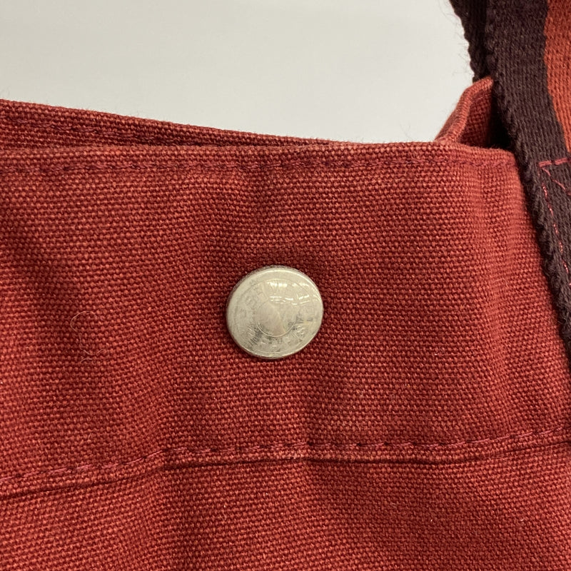 【6ie6686】エルメス トートバッグ フールトゥMM キャンバス レッド シルバー金具【中古】レディース