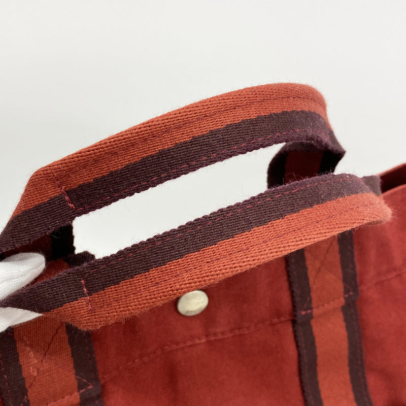 【6ie6686】エルメス トートバッグ フールトゥMM キャンバス レッド シルバー金具【中古】レディース