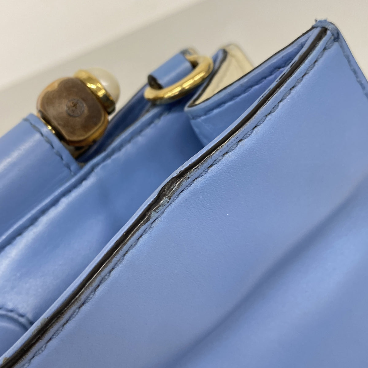 【6ie6701】グッチ ハンドバッグ バンブー 470271 レザー スカイブルー ゴールド金具 2wayバッグ【中古】レディース