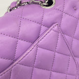 【6ie6702】シャネル ショルダーバッグ マトラッセ Wフラップ Wチェーン ラムスキン パープル シルバー金具【中古】レディース