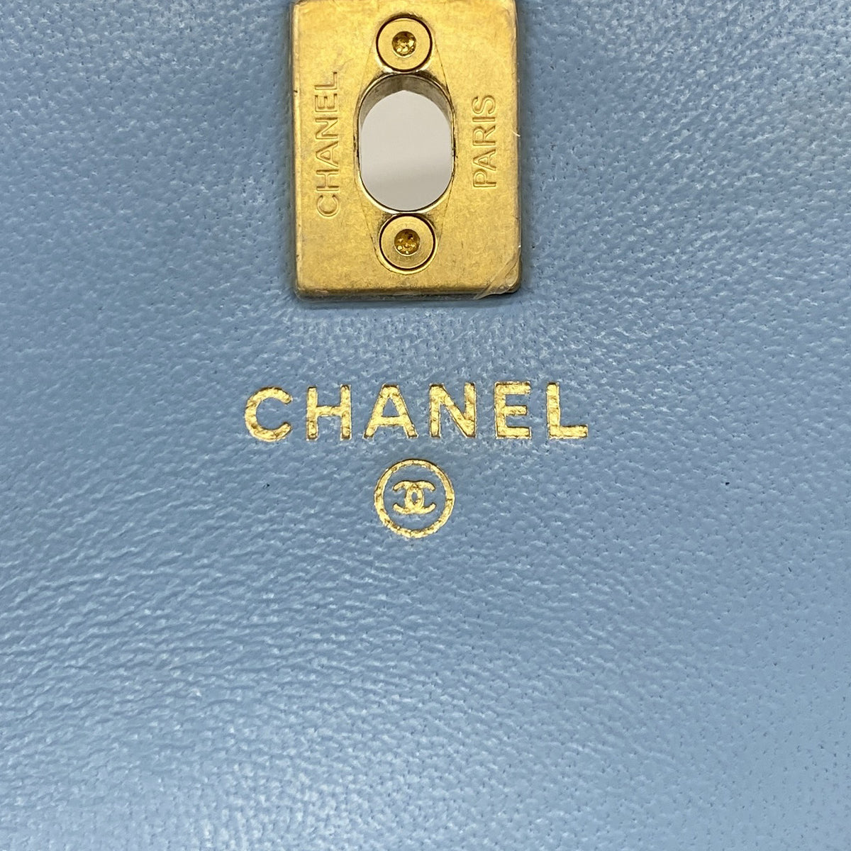 【6ie6703】シャネル ショルダーバッグ マトラッセ チェーンショルダー ラムスキン スカイブルー シャンパンゴールド金具【中古】レディース