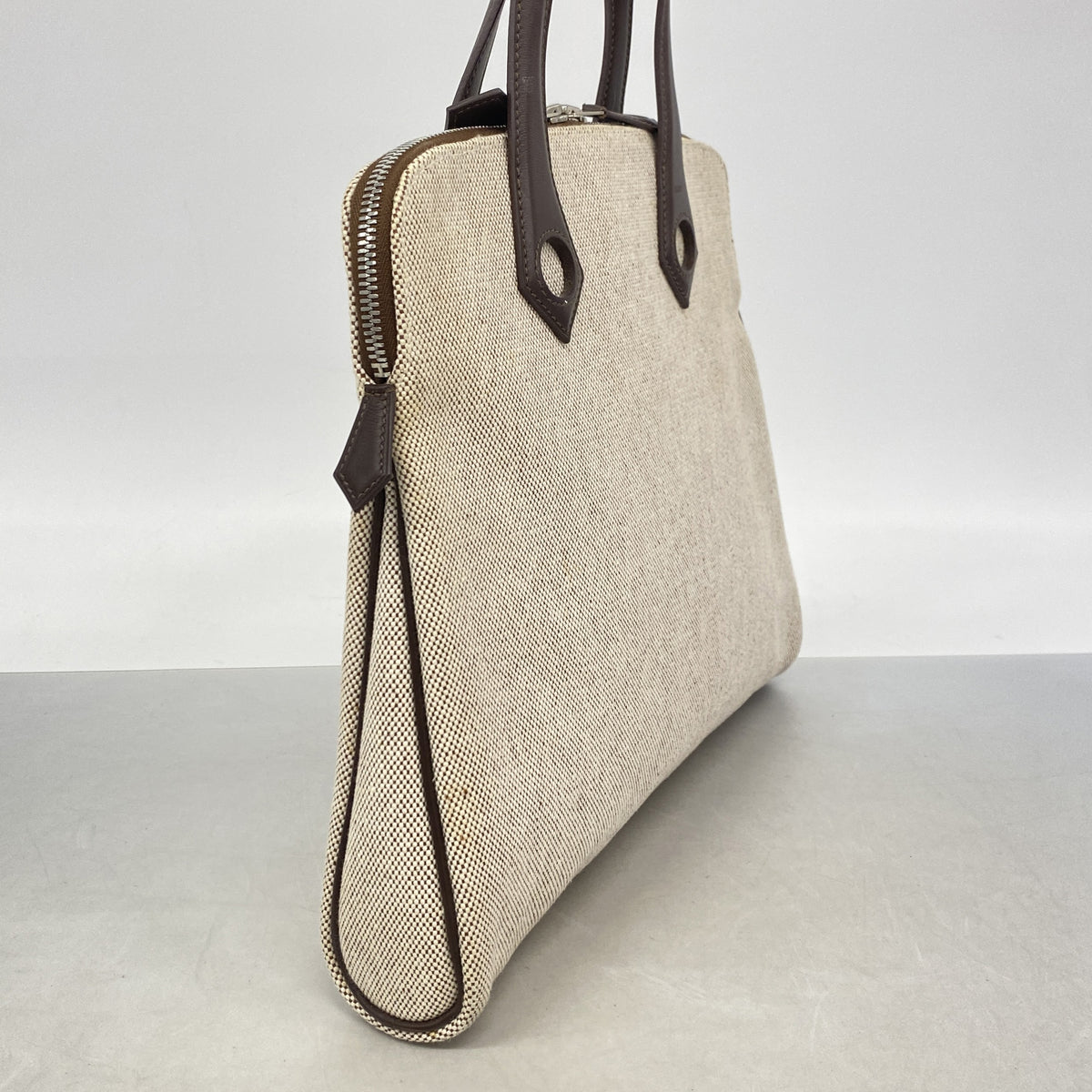 【6ie6715】エルメス ハンドバッグ サックイブーPM トワルアッシュ ブラウン シルバー金具 □J刻印【中古】レディース