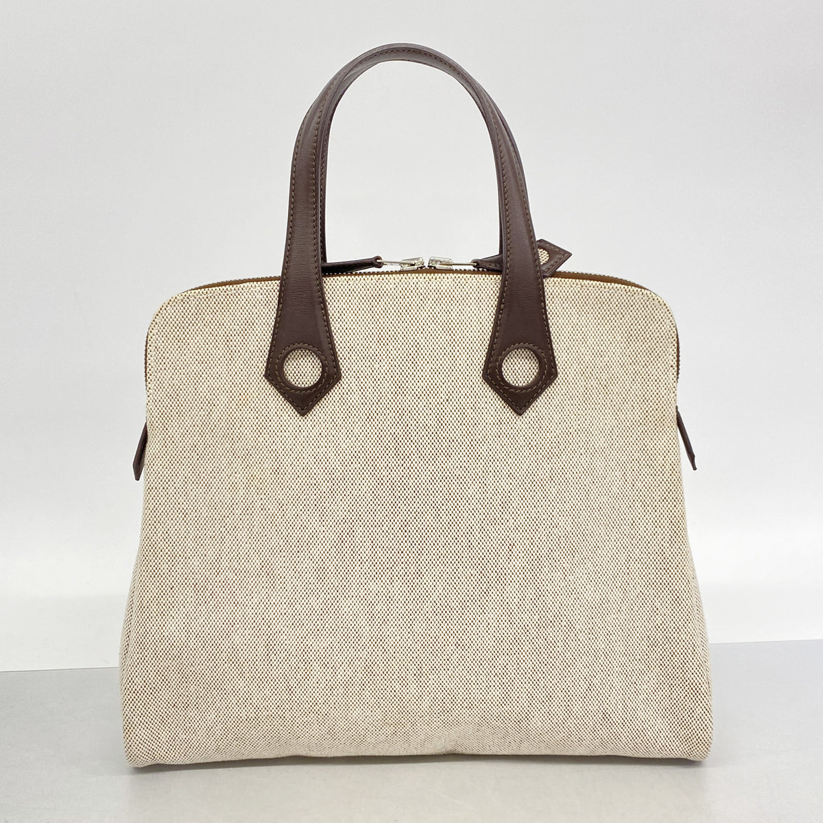 【6ie6715】エルメス ハンドバッグ サックイブーPM トワルアッシュ ブラウン シルバー金具 □J刻印【中古】レディース