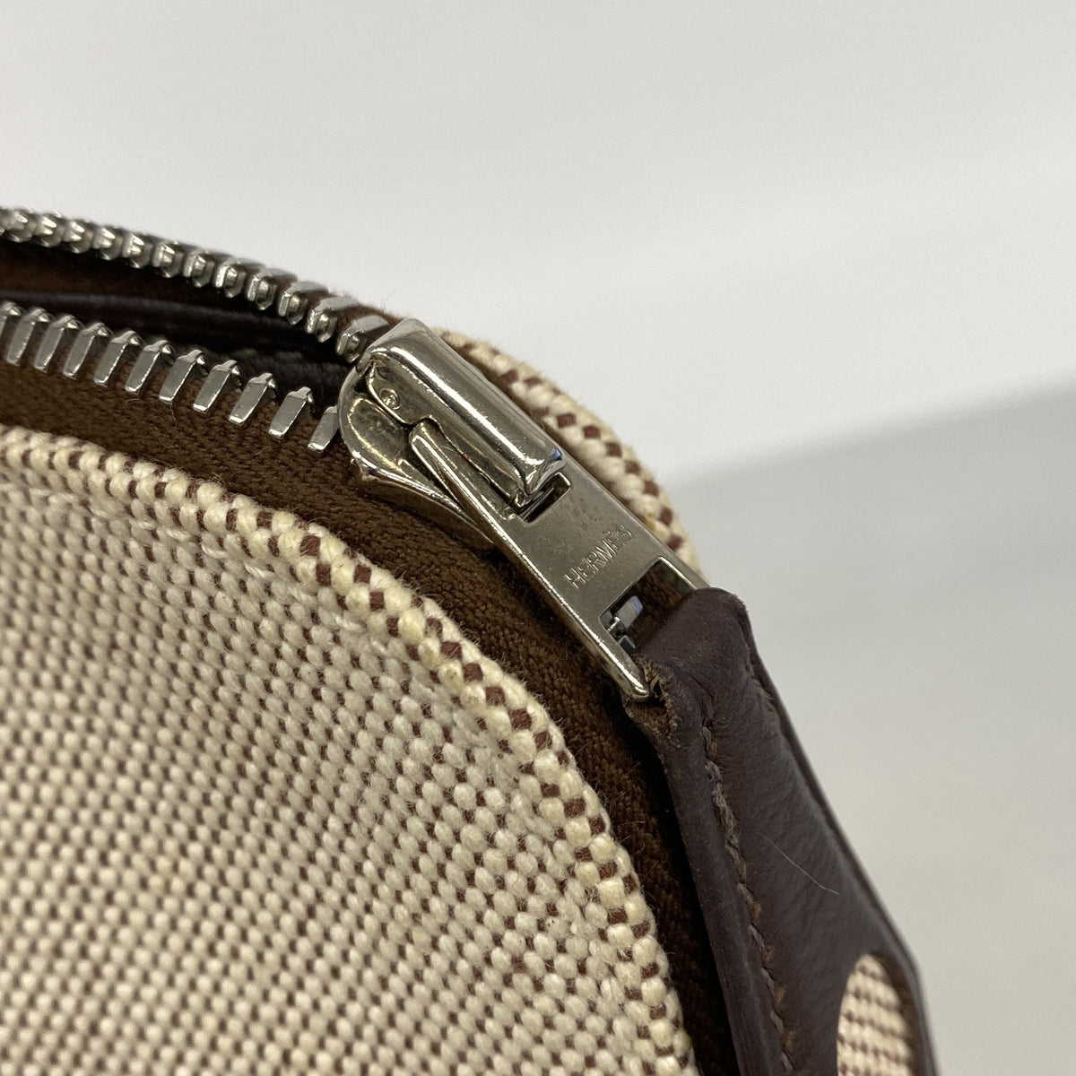 【6ie6715】エルメス ハンドバッグ サックイブーPM トワルアッシュ ブラウン シルバー金具 □J刻印【中古】レディース