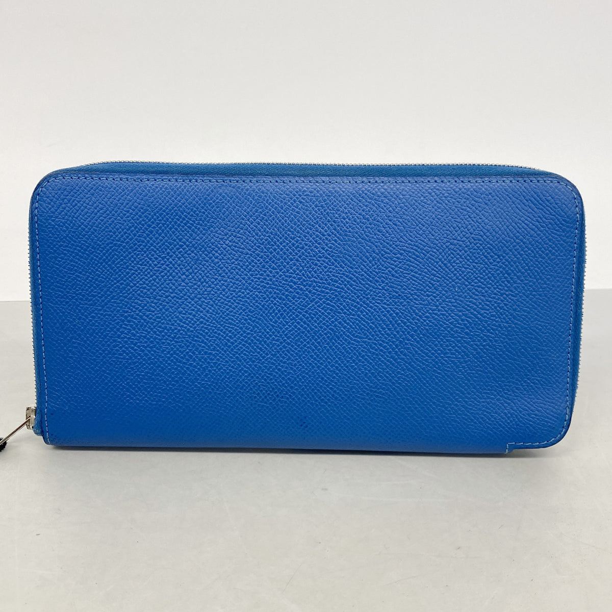 【6ie6716】エルメス 長財布 アザップロングシルクイン ヴォーエプソン ブルーザンジバル シルバー金具 □Q刻印【中古】メンズ レディース ユニセックス