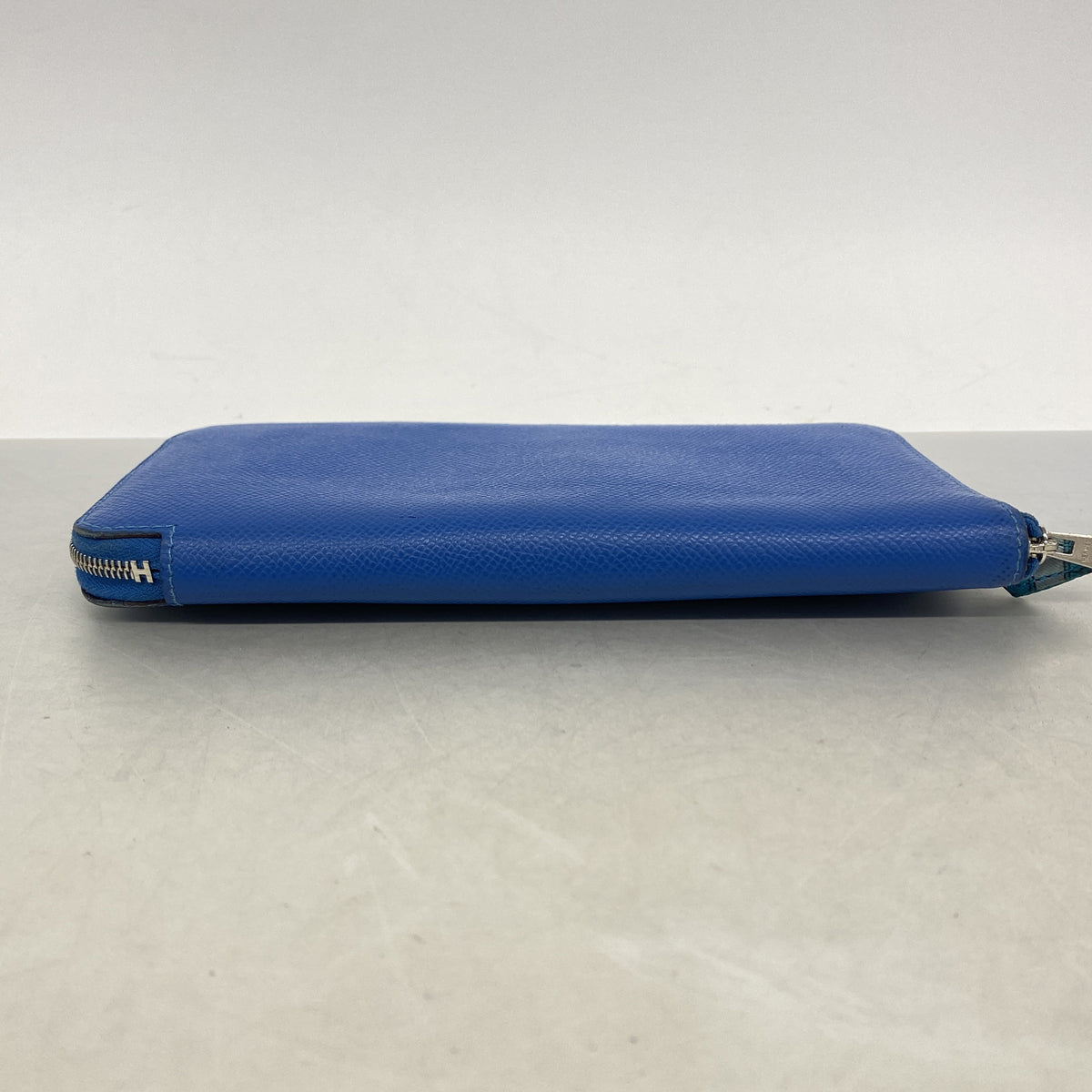 【6ie6716】エルメス 長財布 アザップロングシルクイン ヴォーエプソン ブルーザンジバル シルバー金具 □Q刻印【中古】メンズ レディース ユニセックス