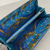 【6ie6716】エルメス 長財布 アザップロングシルクイン ヴォーエプソン ブルーザンジバル シルバー金具 □Q刻印【中古】メンズ レディース ユニセックス