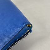 【6ie6716】エルメス 長財布 アザップロングシルクイン ヴォーエプソン ブルーザンジバル シルバー金具 □Q刻印【中古】メンズ レディース ユニセックス
